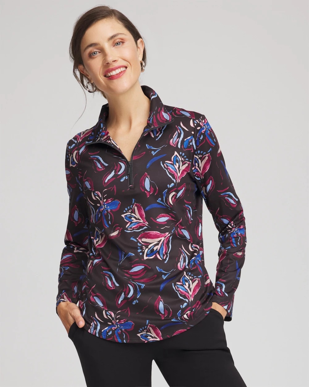 Zenergy® UPF Floral Half-Zip Pullover Top | Chico's